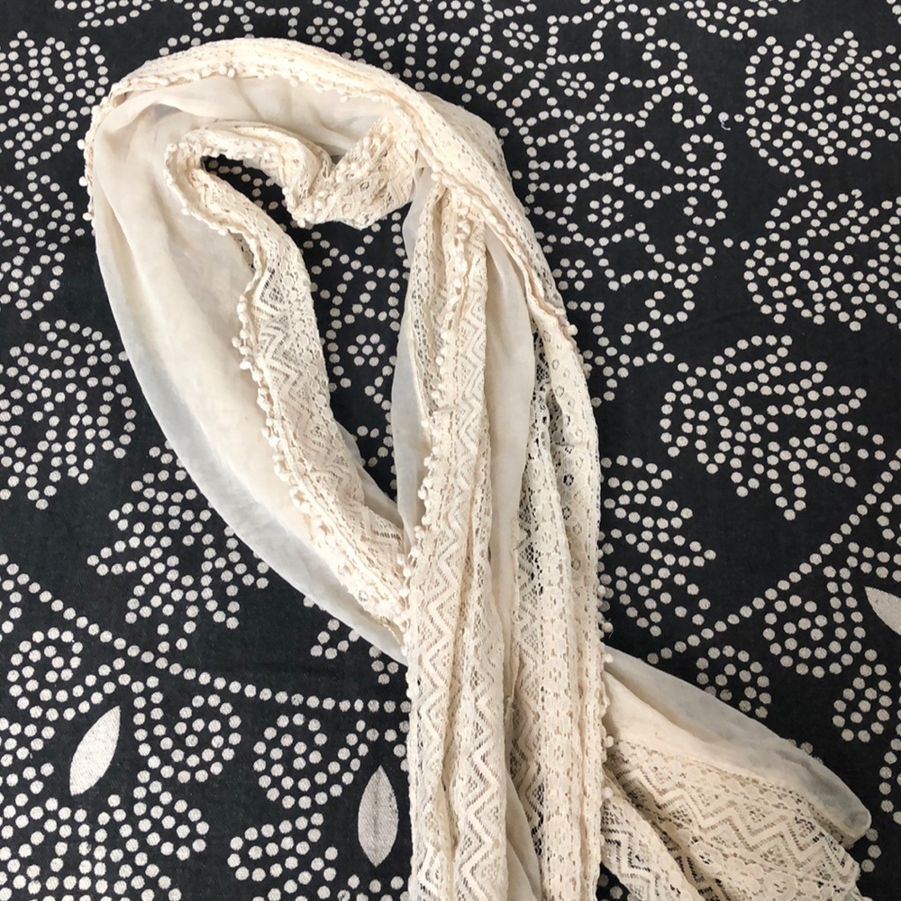 Charming Charlie cream lace scarf